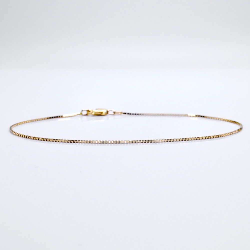 10K Yellow Gold 7" Box Link Bracelet Lobster Clasp .79g - New